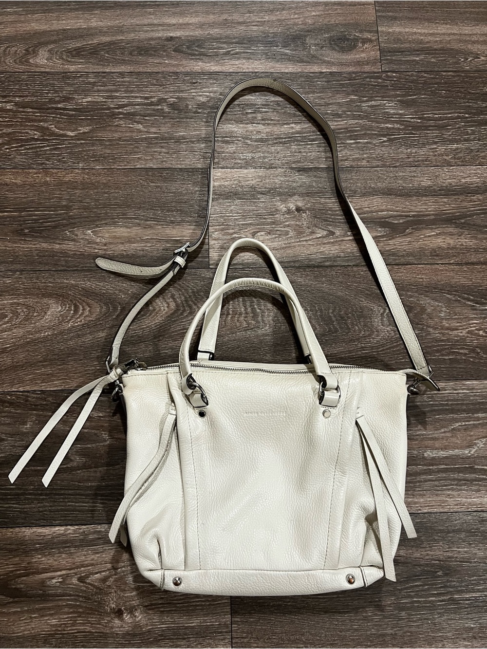 Aimee Kesteberg Amsterdam Satchel White Leather Tote Bag with Crossbody Strap